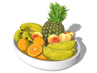 (15)<em>水果</em>果盘香蕉菠萝su草图模型下载