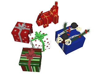 (8)<em>礼品</em>礼物盒包装圣诞礼物su草图模型下载