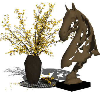 (17)落空马雕塑摆件花瓶su草图模型下载