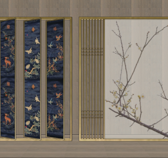 (18)日式屏风隔断花格su草图模型下载