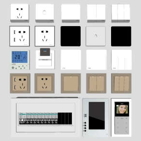 (61)开关插座可视对讲空调智能温控开关电表箱开关闸机su草图模型下载
