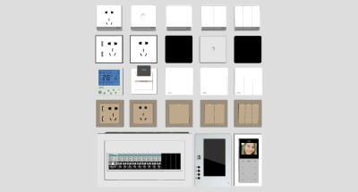 (61)开关插座可视对讲空调智能温控开关电表箱开关闸机su草图模型下载