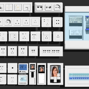 (25)开关插座插排电源开关可视对讲空调温控器电表箱闸箱电源开关su草图模型下载