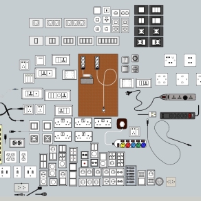 (38)开关插座插排电源开关su草图模型下载