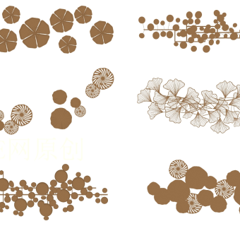 (19)新中式床头背景墙金属荷叶银杏叶脉墙饰挂饰挂件su草图模型下载