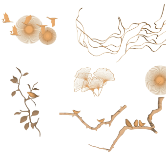 (25)新中式床头背景墙金属墙饰挂饰挂件su草图模型下载