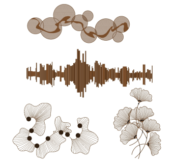 (9) 新中式床头背景墙金属银杏叶墙饰挂饰挂件su草图模型下载