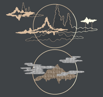(16) 新中式床头背景墙金属山脉山形墙饰挂饰挂件su草图模型下载