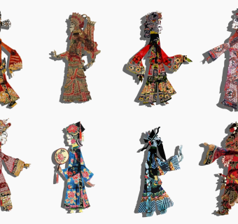 (22)新中式唐山皮影戏人物床头背景墙金属墙饰挂饰挂件su草图模型下载