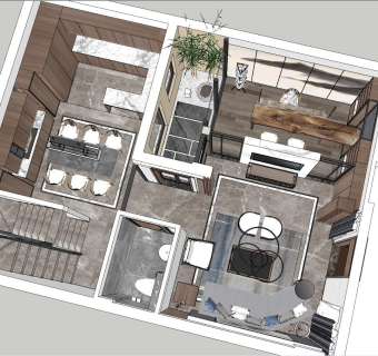 52现代新中式日式东南亚泰式客su草图模型下载