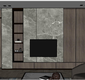 03现代北欧客厅门厅su草图模型下载