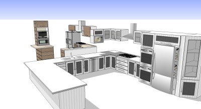 69现代北欧厨房su草图模型下载
