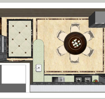 47简欧美式厨房  su草图模型下载