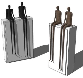 (26)现代抽象人金属小人物雕塑摆件摆台su草图模型下载