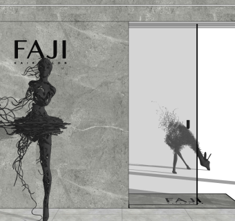 (28)现代金属抽象人物麋鹿雕塑雕像摆件su草图模型下载