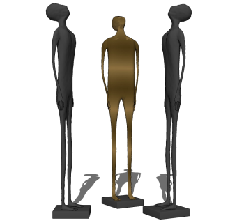 (35)现代金属小人抽象人物雕塑摆件饰品雕像su草图模型下载