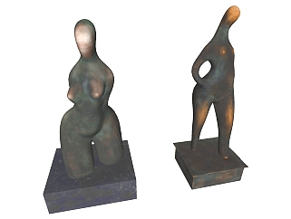 (4)现代<em>金属</em>抽象人物雕塑su草图模型下载