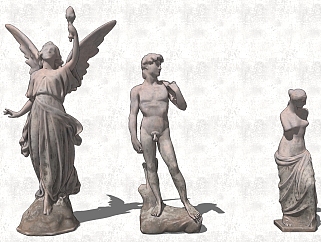 (6)欧式大卫人物雕塑雕像su草图模型下载