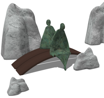 (8)中式抽象人物景观石头人物雕塑摆件su草图模型下载