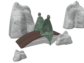 (8)中式抽象人物<em>景观</em>石头<em>人物雕塑</em>摆件su草图模型下载