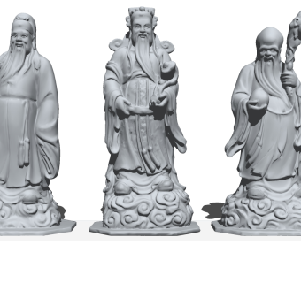 (16)财神老寿星古典神话人物雕塑雕像摆件佛堂su草图模型下载