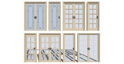 11新中式双开门 组合su草图模型下载