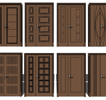 18现代子母门组合 su草图模型下载