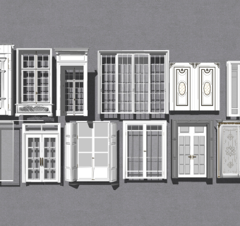 4欧式双开门组合 su草图模型下载