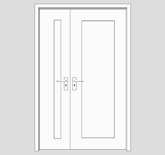 13现代简约实木入户子母门防火门su草图模型下载