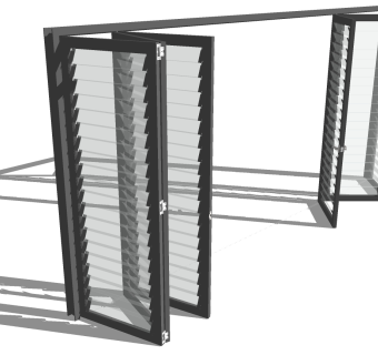 15现代玻璃花格折叠推拉门百叶门su草图模型下载