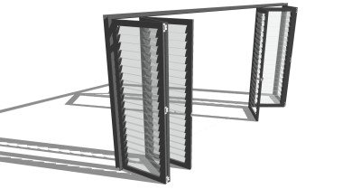15现代玻璃花格折叠推拉门百叶门su草图模型下载