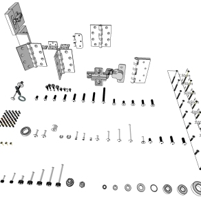 3现代五金器材 螺丝 螺丝母折页构件su草图模型下载