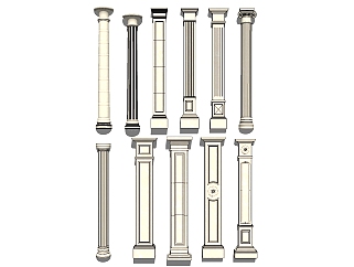 04歐式法式羅馬柱柱頭柱基 裝飾柱子su草圖模型下載