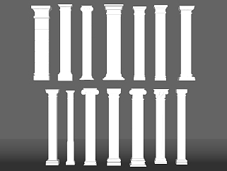 10欧式法式罗马柱柱子柱头柱基装饰柱子su草图模型下载