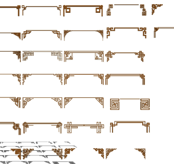 20中式石膏金属大理石拼花脚线角花线条拼花万字纹su草图模型下载