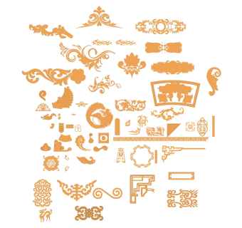 22中式古典元素圆形纹样花纹雕花线条龙凤纹大理石拼花雕花浮雕su草图模型下载