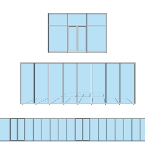 (43)现代玻璃门窗su草图模型下载