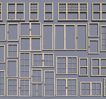(49)现代建筑阳台铝合金门窗su草图模型下载