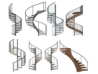 (59)现代金属玻璃刚健美式欧式<em>旋转楼梯</em>su草图模型下载