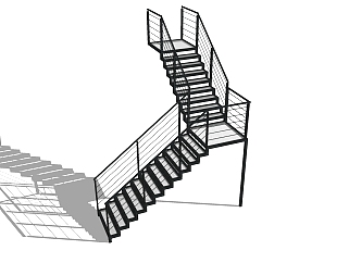(36)<em>现代</em>铁艺金属钢架楼梯<em>栏杆扶手</em>su草图模型下载