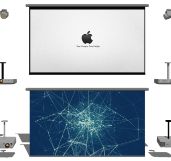 电视投影仪幕布组合su草图模型下载