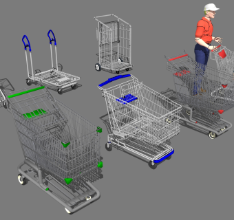 41超市推车货车购物车人物su草图模型下载