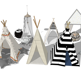 07儿童抱枕休闲沙发帐篷su草图模型下载