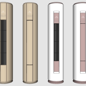 06现代空调柜式空调圆柱形立式空调su草图模型下载