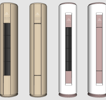 06现代空调柜式空调圆柱形立式空调su草图模型下载