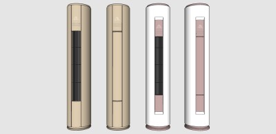 06现代空调柜式空调圆柱形立式空调su草图模型下载