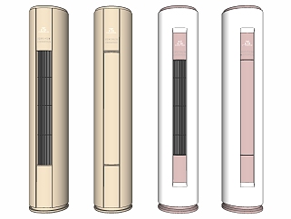 06现代空调柜式空调圆柱形立式空调su草图模型下载