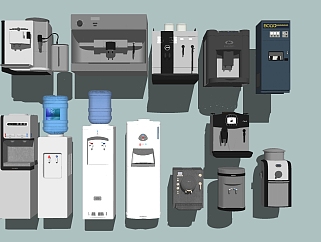 31饮水机咖啡机组合<em>大型咖啡机</em>su草图模型下载