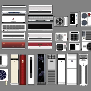 18立式空调空调外挂机壁挂空调su草图模型下载