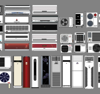 18立式空调空调外挂机壁挂空调su草图模型下载